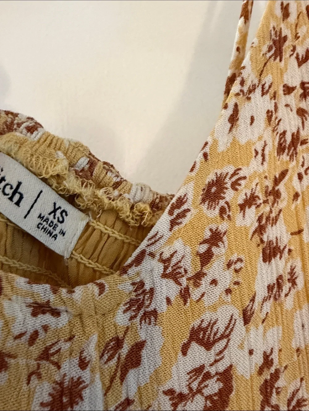 Abercrombie & Fitch Yellow Floral Maxi Dress with Tie Strap